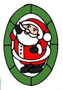Glass Painting Father Christmas 2 design in colour.
