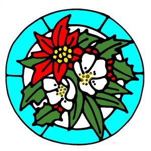 Glass Painting Poinsettia design in Colour.
