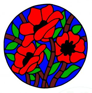 Modern Poppy Design. Coloured Version.