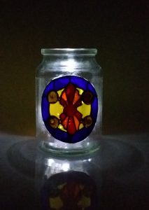 Glass Painted Jam Jar and Mason Jar Project. Technique 1.