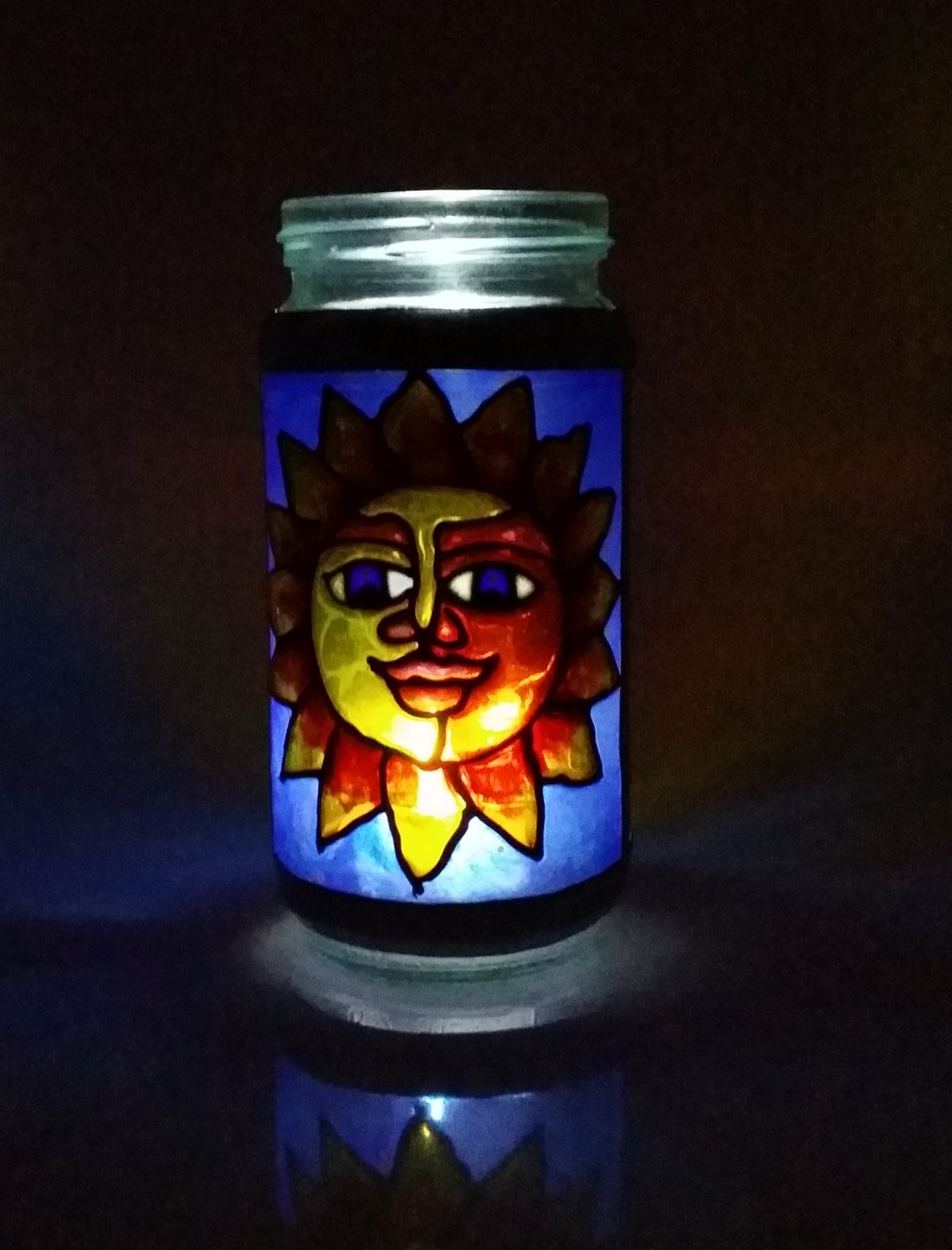 Glass Painted Jam Jars and Mason Jars (Solvent Paint).