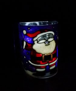 Father Christmas Glass Painted Lamp.