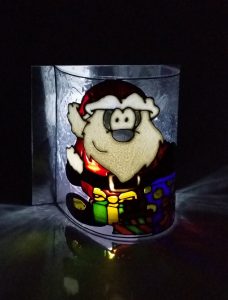 Father Christmas Glass Painted Lamp.